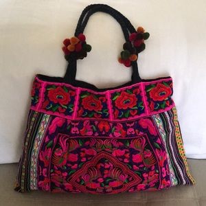 Thailand Pom Pom colorful embroidered bag